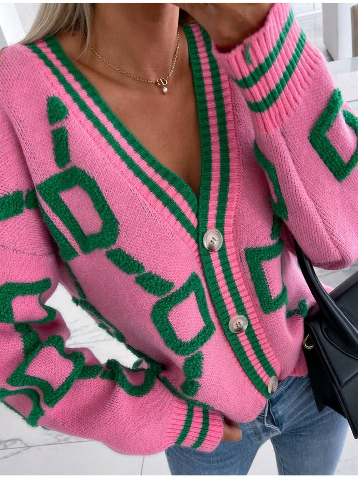 Fenna | Gebreide Cardigan met Kleurblokken
