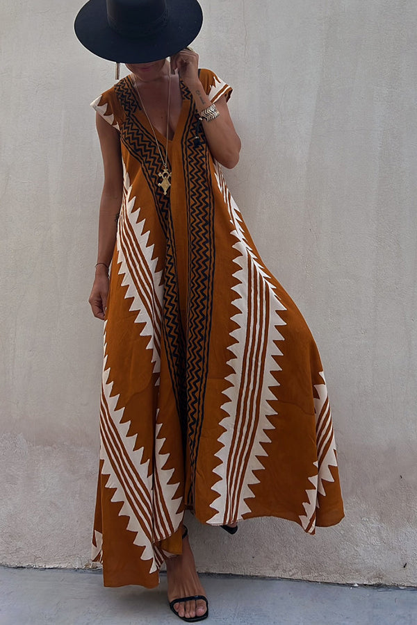 Amani | A-lijn maxi jurk met etnische print