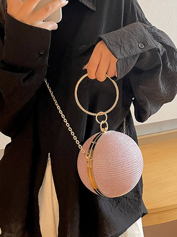 Solène | Glanzende Geometrische Schoudertas met Ketting