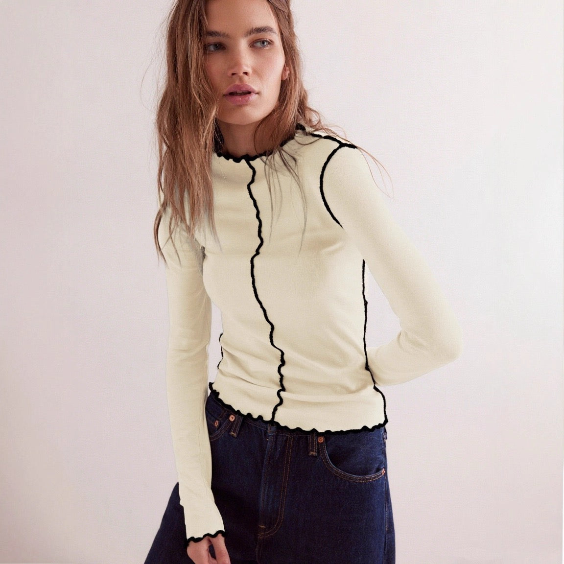 Millie | Longsleeve Shirt met Contrastdetails