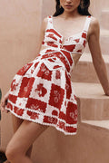 Lucia | Linnen mini jurk met ric rac trims en cutout zak