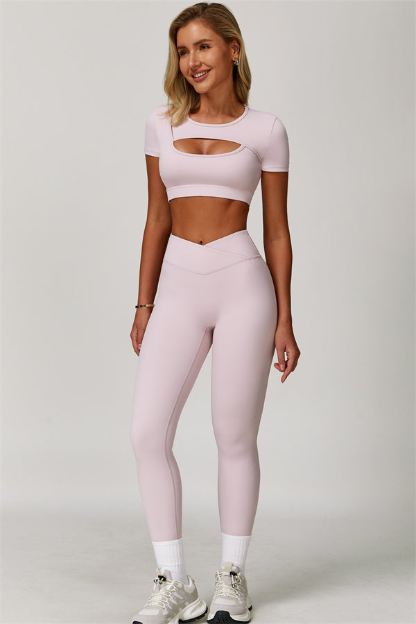 Lara | Tweedelige sportset met cut-out T-shirt