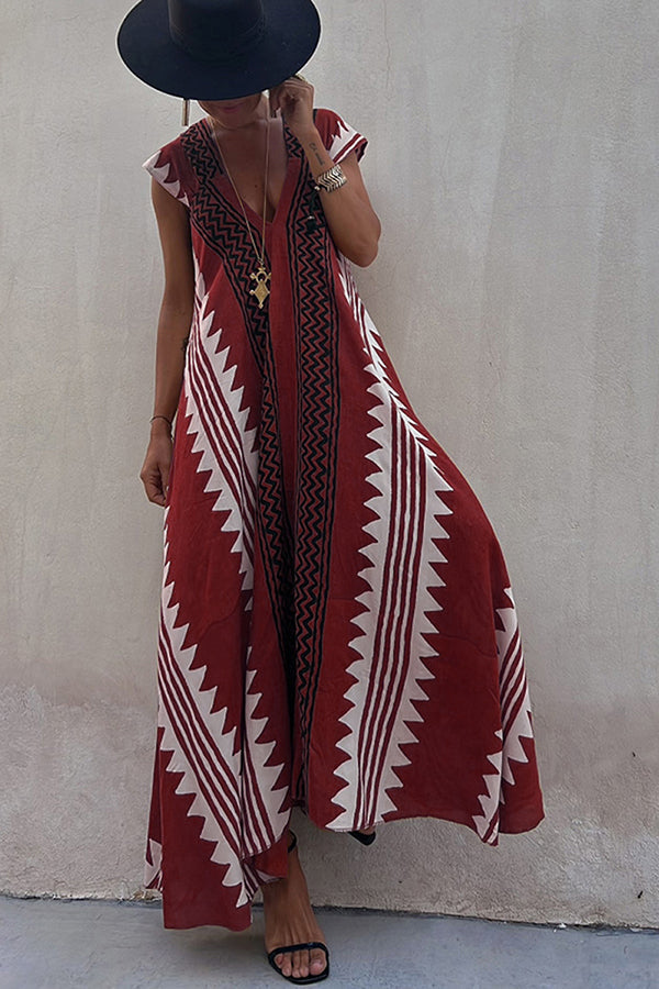 Amani | A-lijn maxi jurk met etnische print