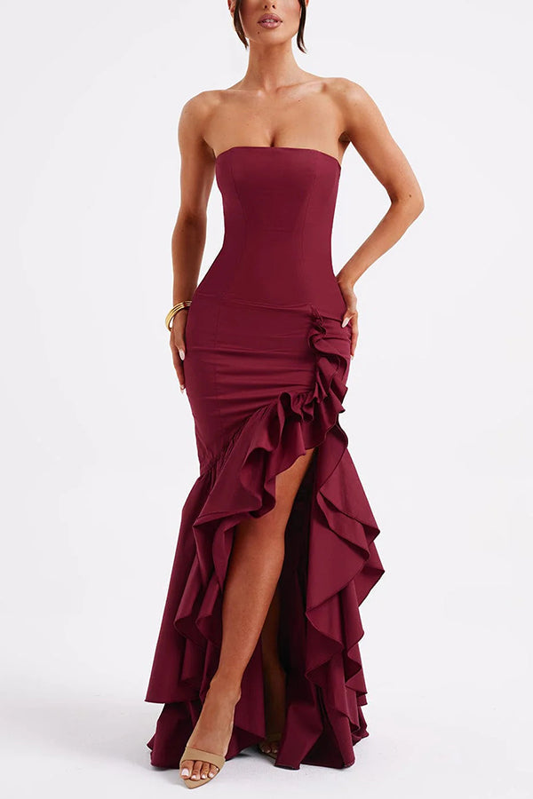 Selin | Off-shoulder maxi jurk met asymmetrische zoom
