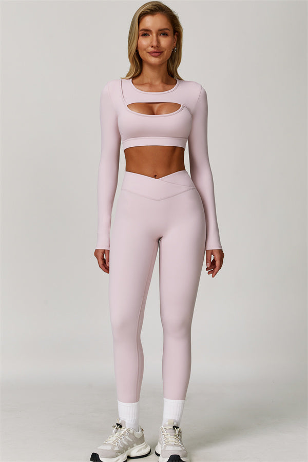 Lies | Tweedelige sportset met longsleeve cut-out top