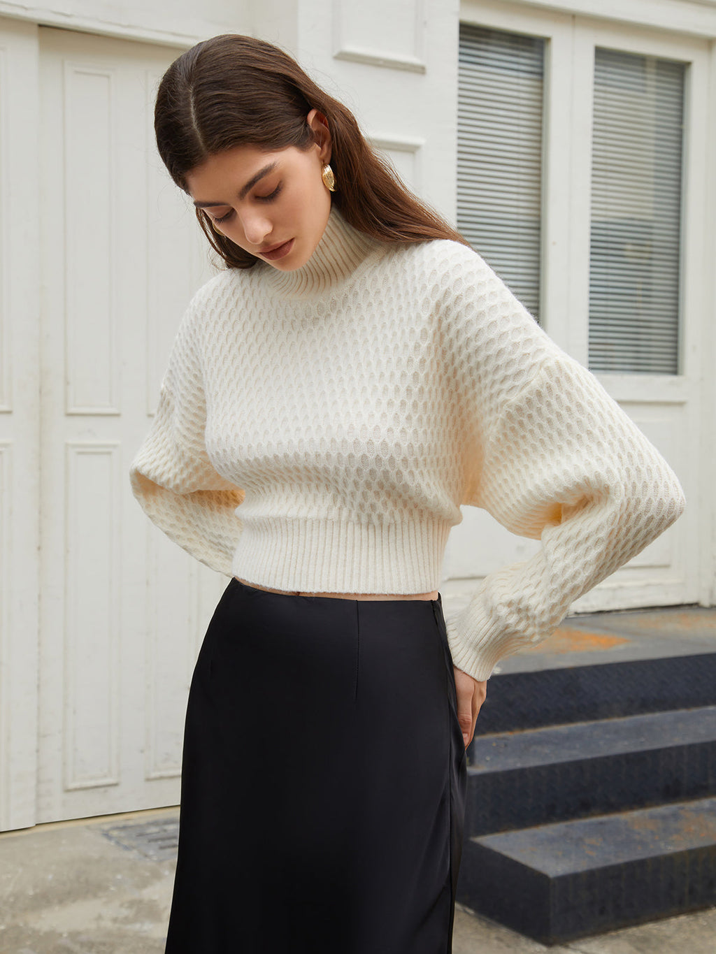 Suze | Mock neck trui met strik in de rug