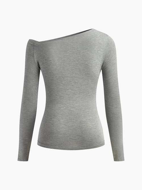 Belle Couture | Asymmetrisch T-shirt met geplooide mouwen