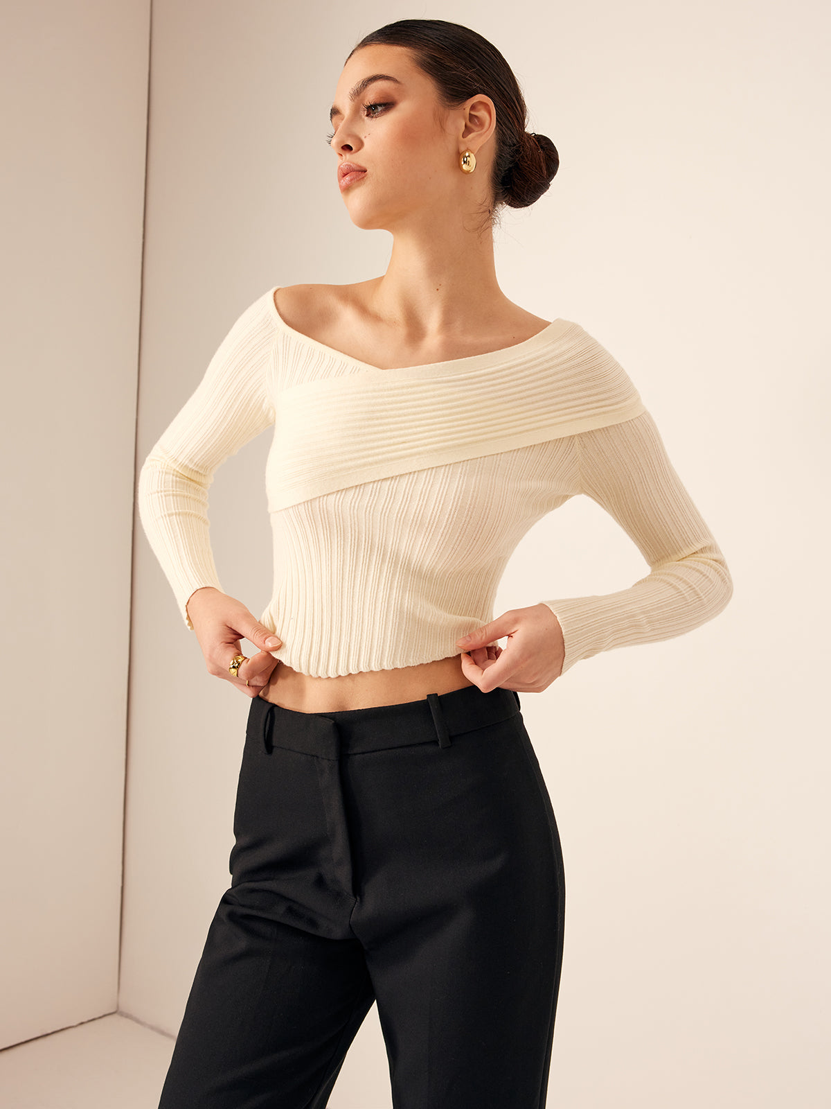 Belle Couture | Asymmetrische geribde trui