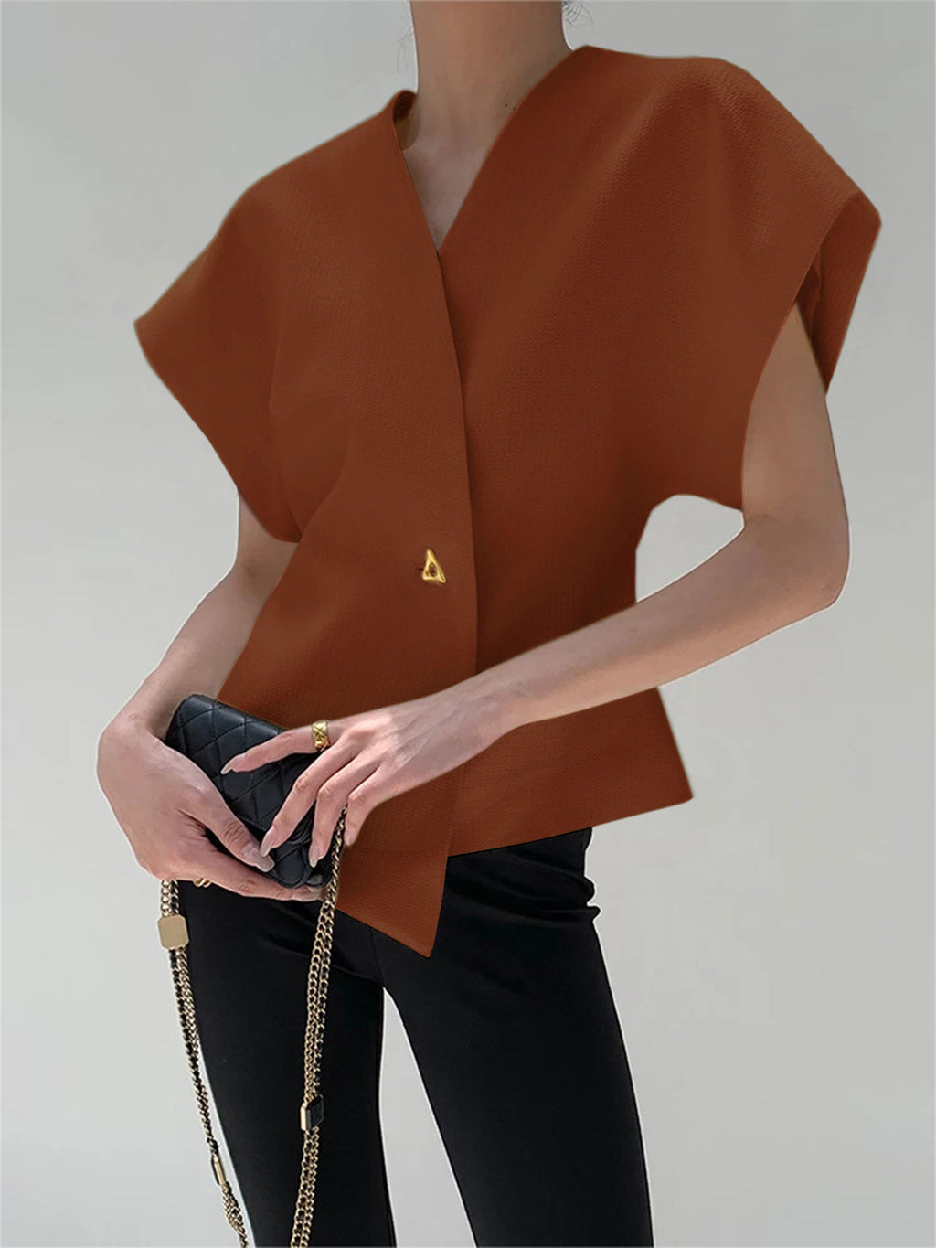 Tamsin | V-Hals Blouse met Knopen