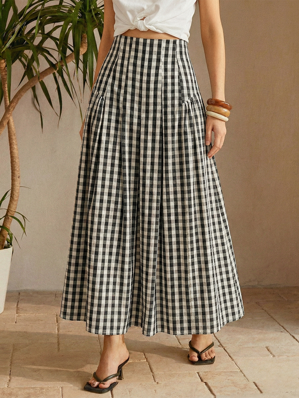 Florien | Geruite maxi rok