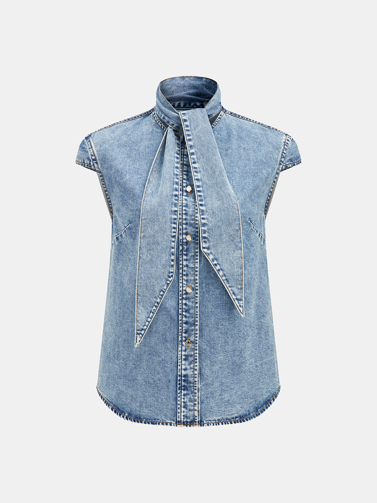 Teddy | Denim shirt met strikdetail