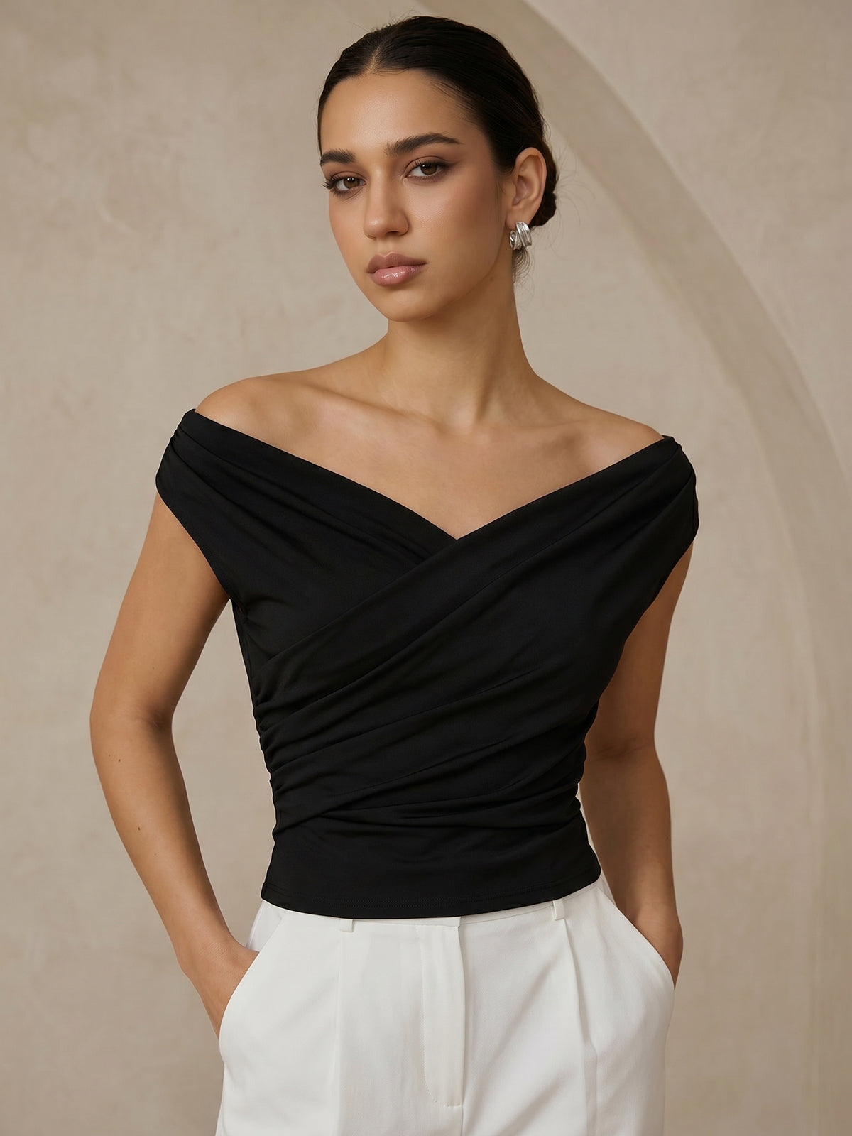 Elin | Gedrapeerde off-shoulder top