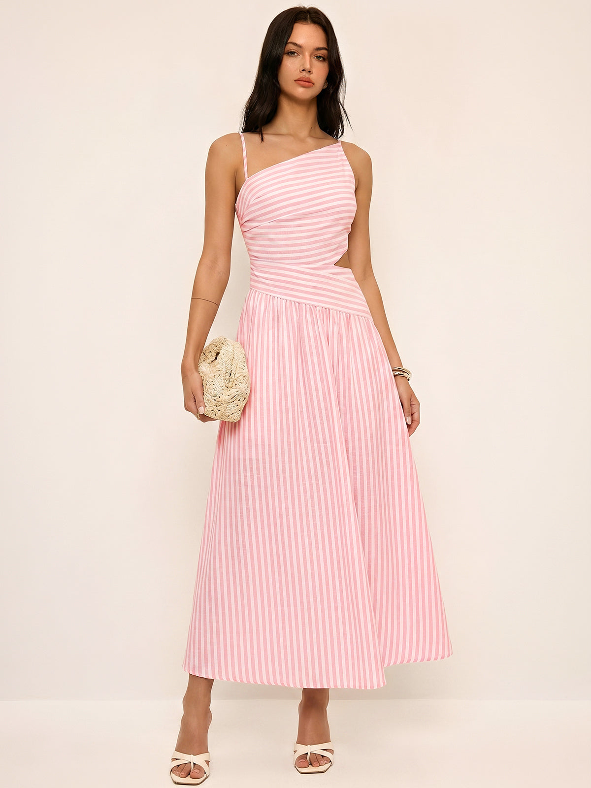 Ghiz | Gestreepte maxi jurk met cut out