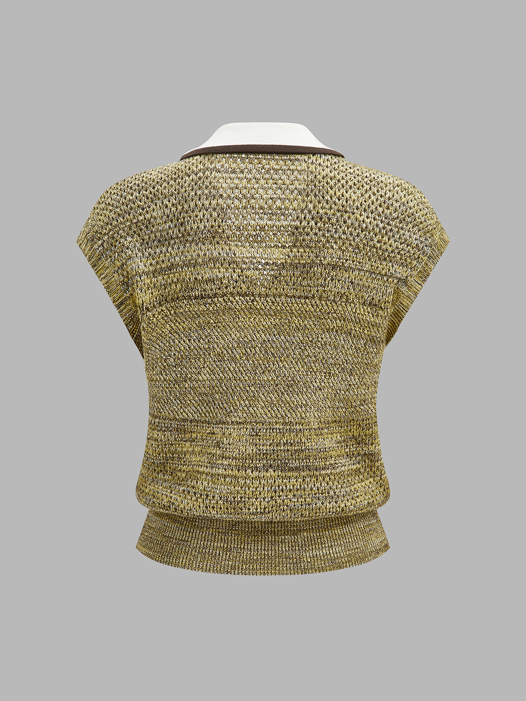 Robin | Gebreid vest met kraag en contrast