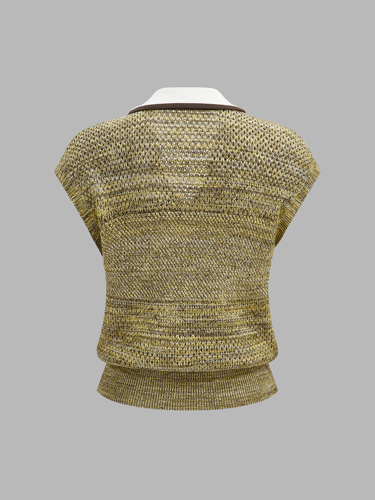 Robin | Gebreid vest met kraag en contrast