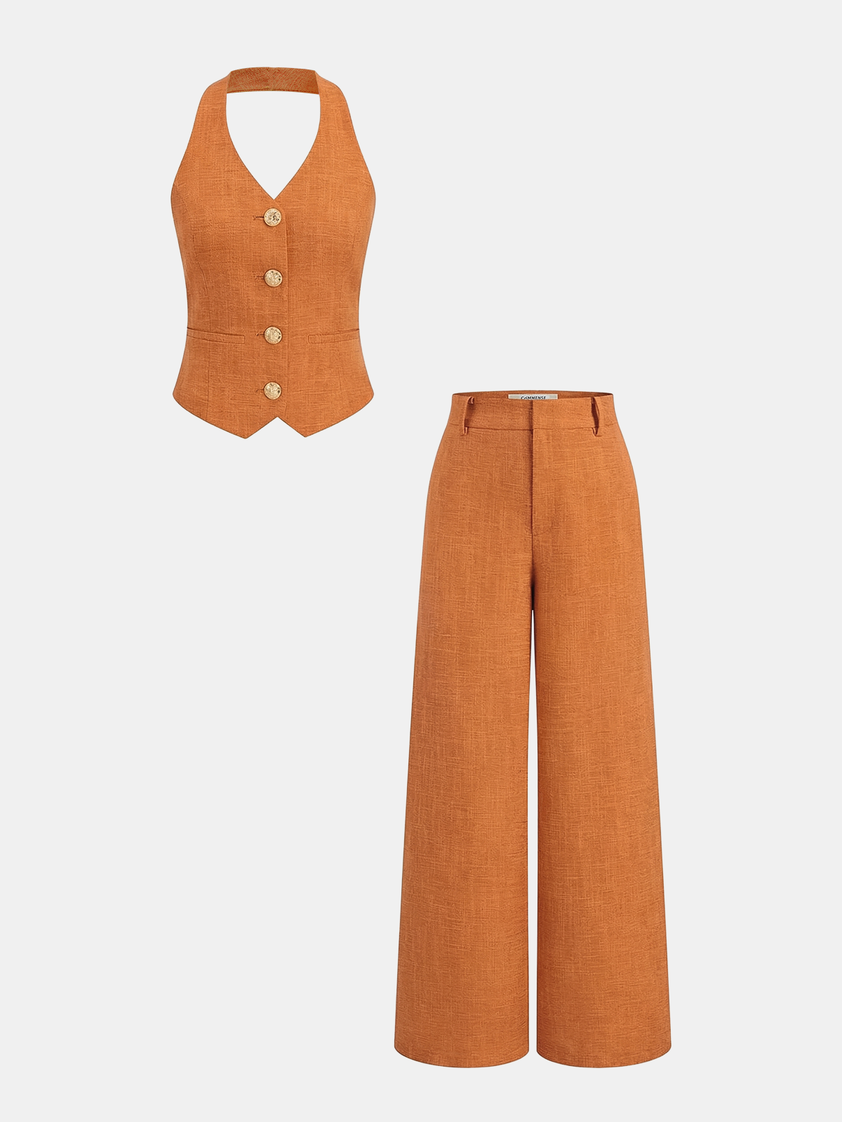 Violet | Tweedelige set met halter gilet en wide leg pantalon