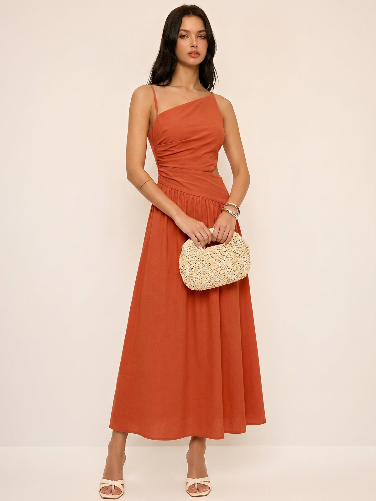 Ghiz | Gestreepte maxi jurk met cut out