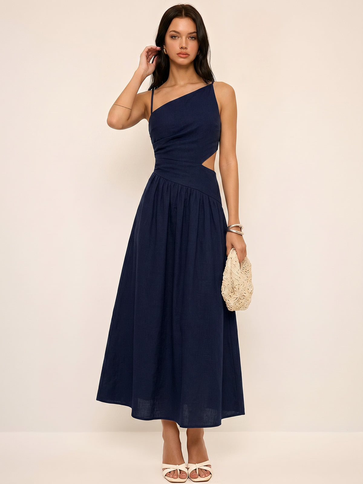 Ghiz | Gestreepte maxi jurk met cut out