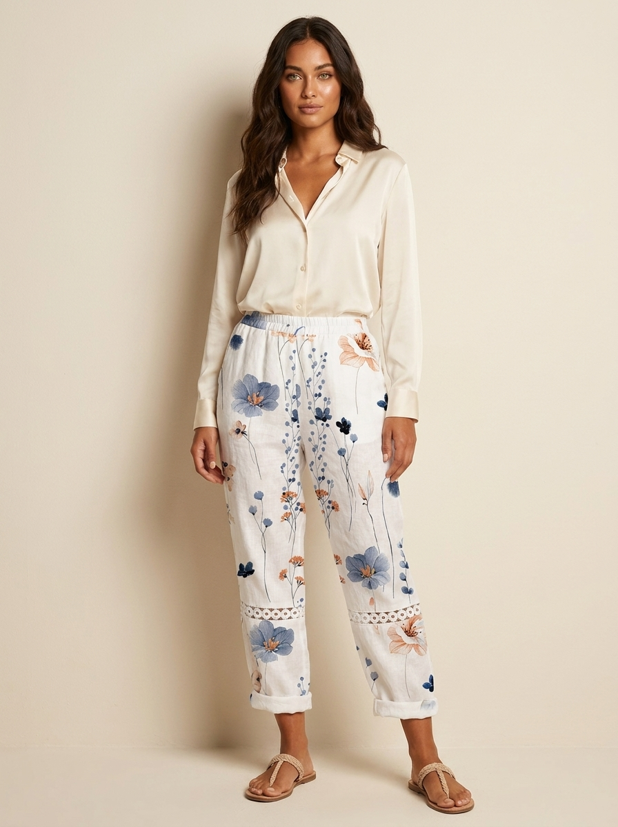 Solveig | Wide Leg Broek met Opvallende Print