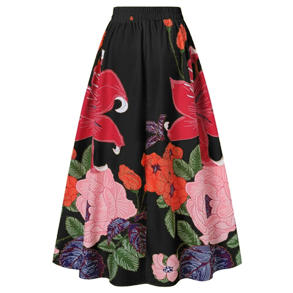 Elodie | Hoge taille maxi rok met bloemenprint