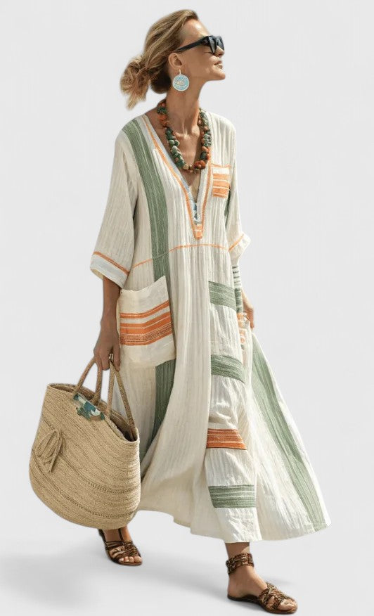 Estelle | Bohemian maxi jurk met V-hals