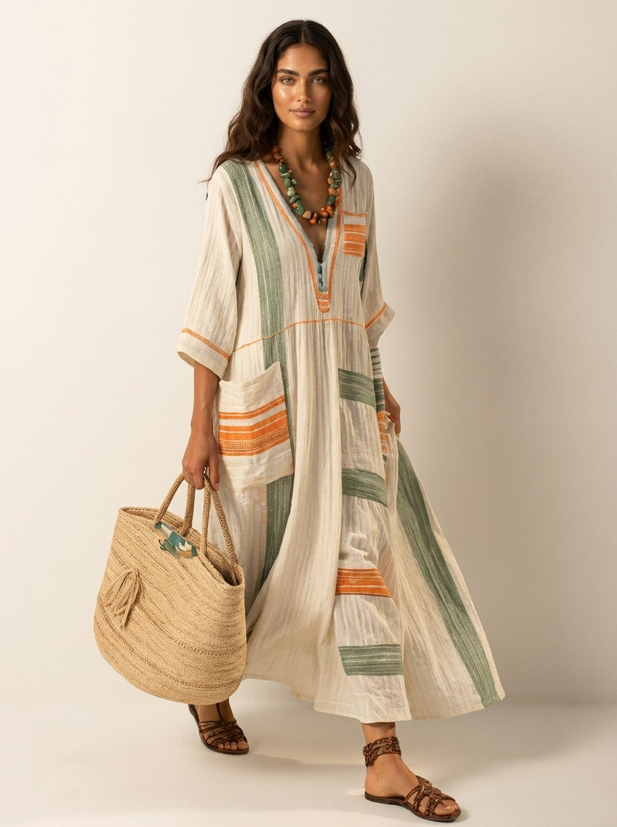 Estelle | Bohemian maxi jurk met V-hals