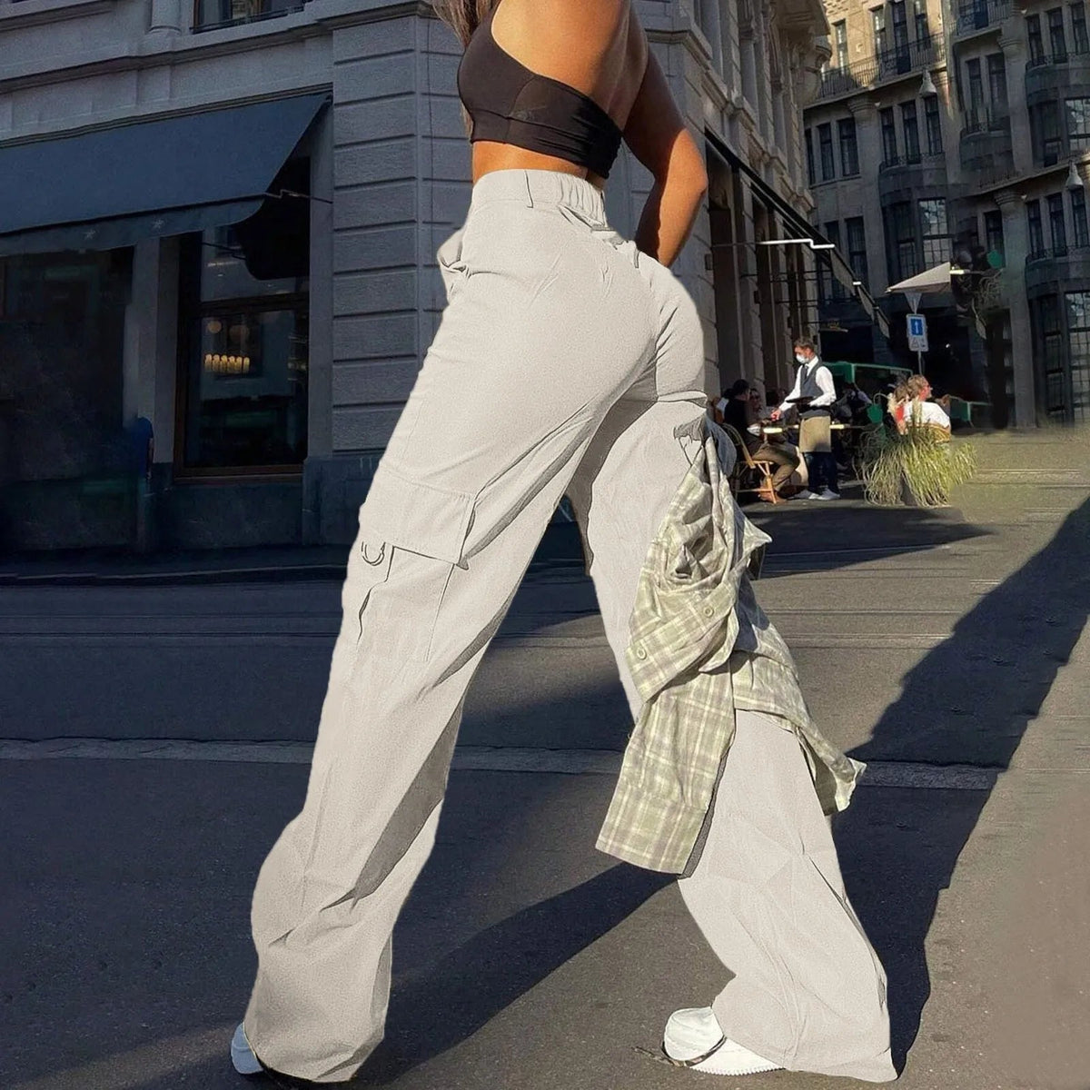 Whitley | Dames Cargo Broek met Hoge Taille Zakken
