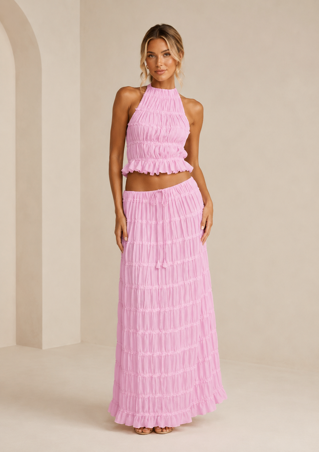 Jip | Tweedelige Set met Geplooide Maxi Rok