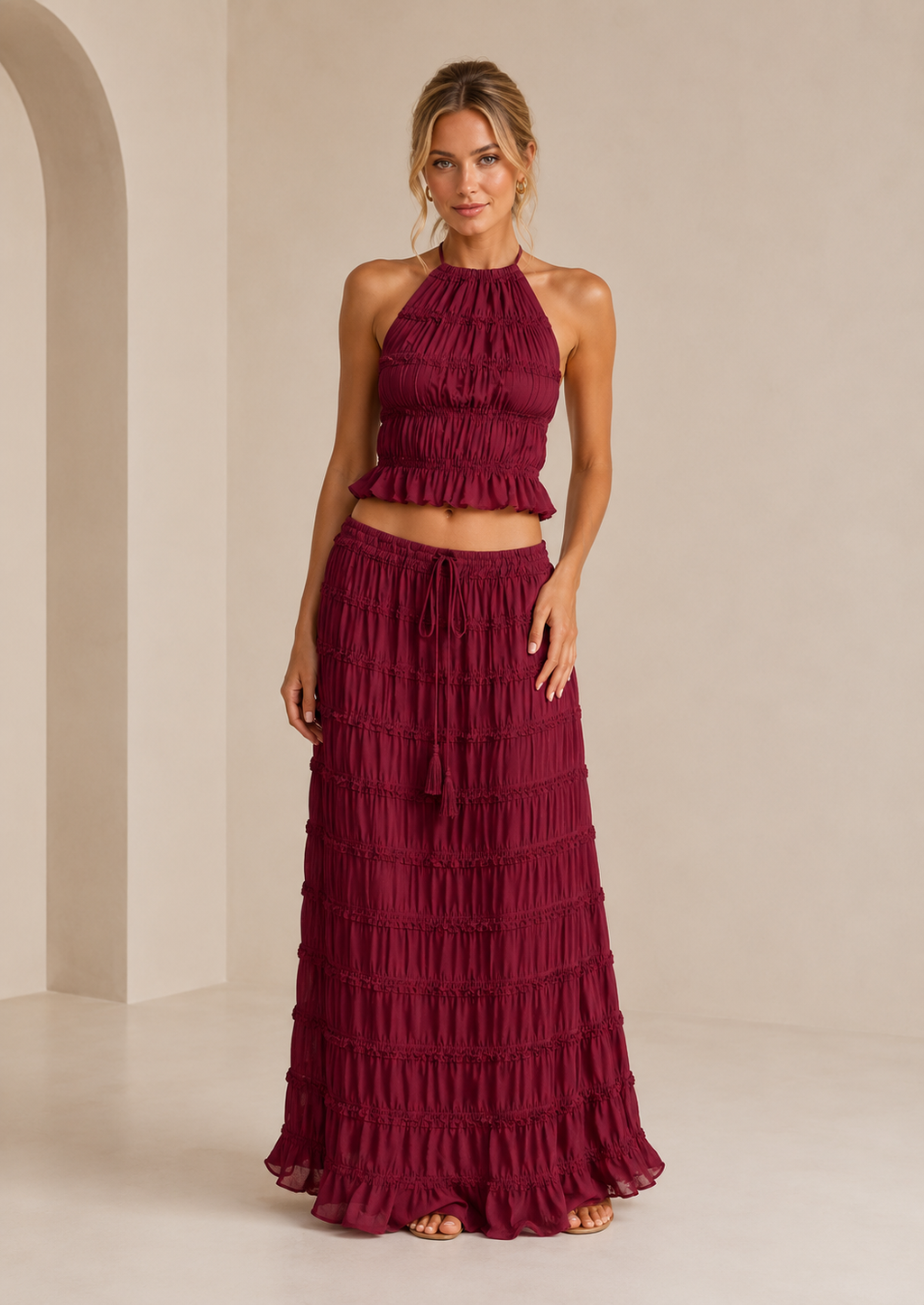 Jip | Tweedelige Set met Geplooide Maxi Rok