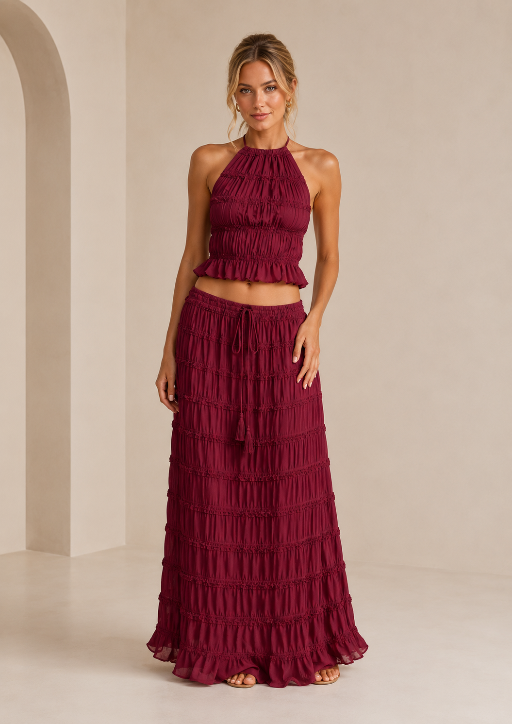 Jip | Tweedelige Set met Geplooide Maxi Rok