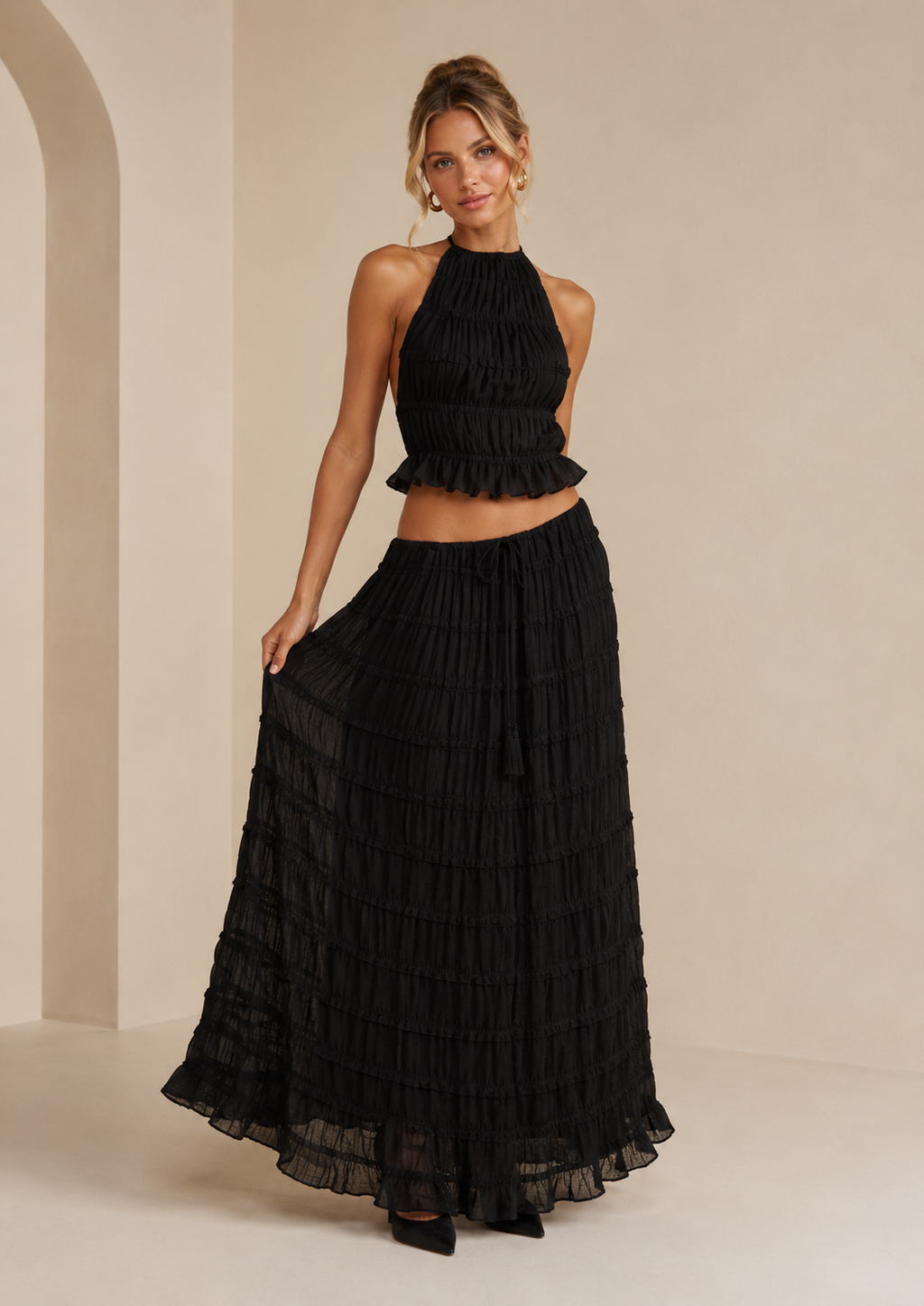 Jip | Tweedelige Set met Geplooide Maxi Rok