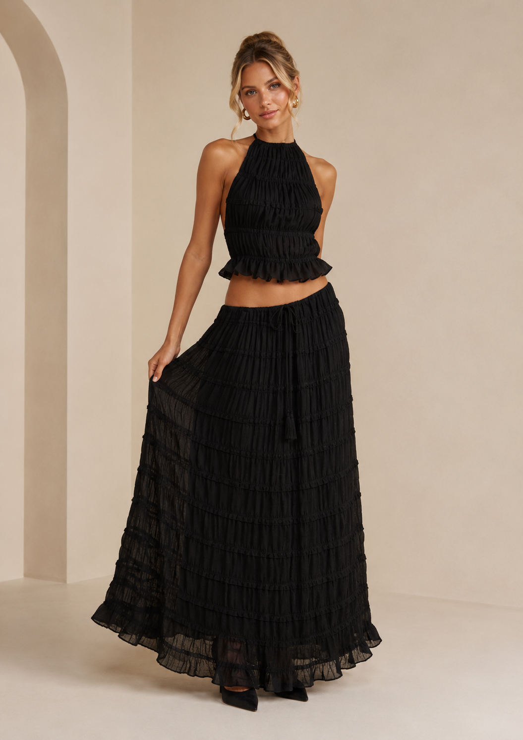 Jip | Tweedelige Set met Geplooide Maxi Rok
