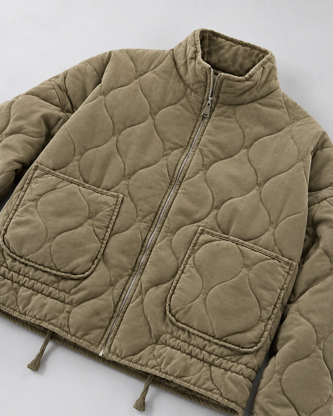 Adine | Oversized Gequiltede Jas met Rits en Zakken