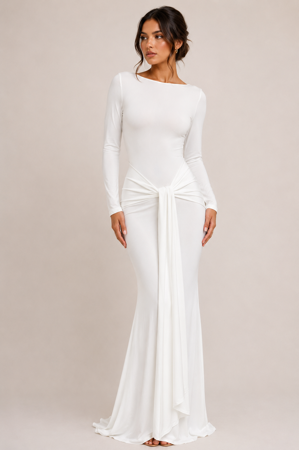 Valentina | Maxi Jurk met Gedrapeerd Detail en Open Rug