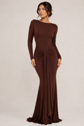 Valentina | Maxi Jurk met Gedrapeerd Detail en Open Rug