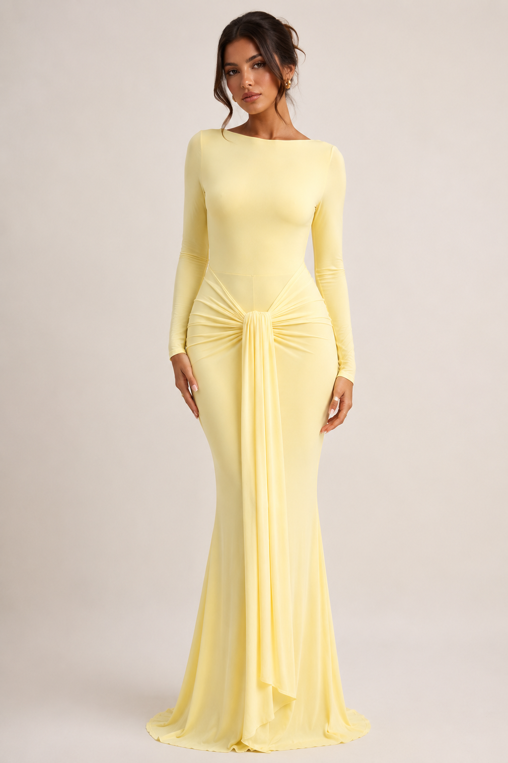 Valentina | Maxi Jurk met Gedrapeerd Detail en Open Rug