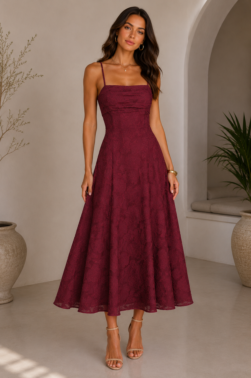 Rozy | Maxi Jurk met Bloemendessin en Open Rug