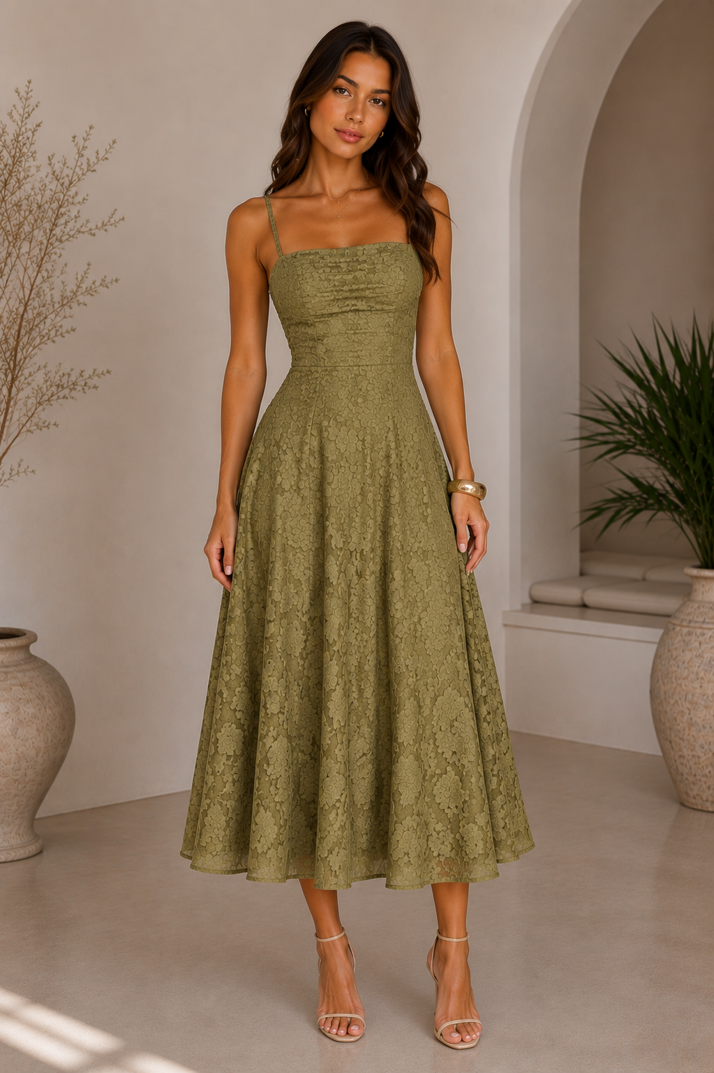 Rozy | Maxi Jurk met Bloemendessin en Open Rug