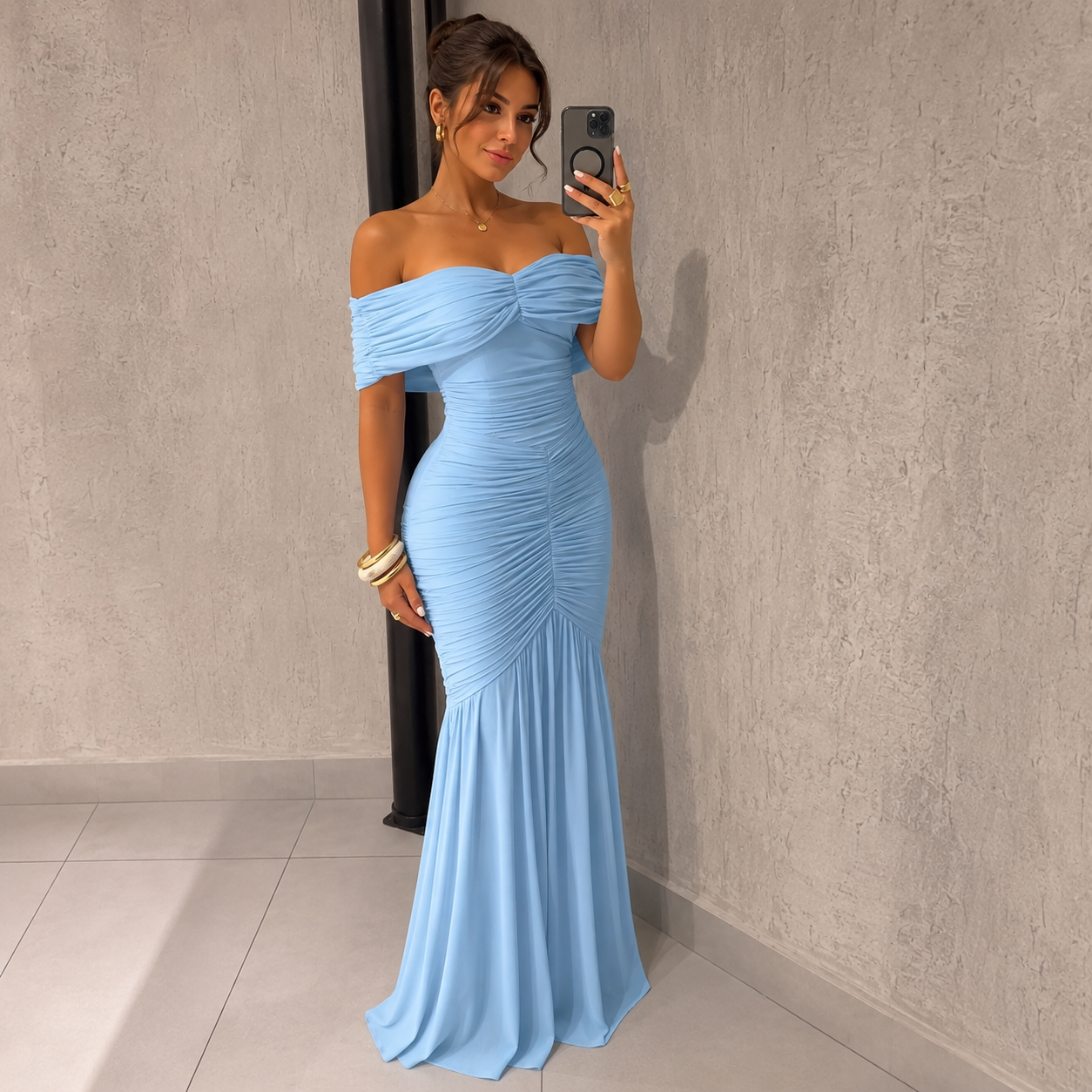 Annie | Maxi Jurk met Off-Shoulder Halslijn