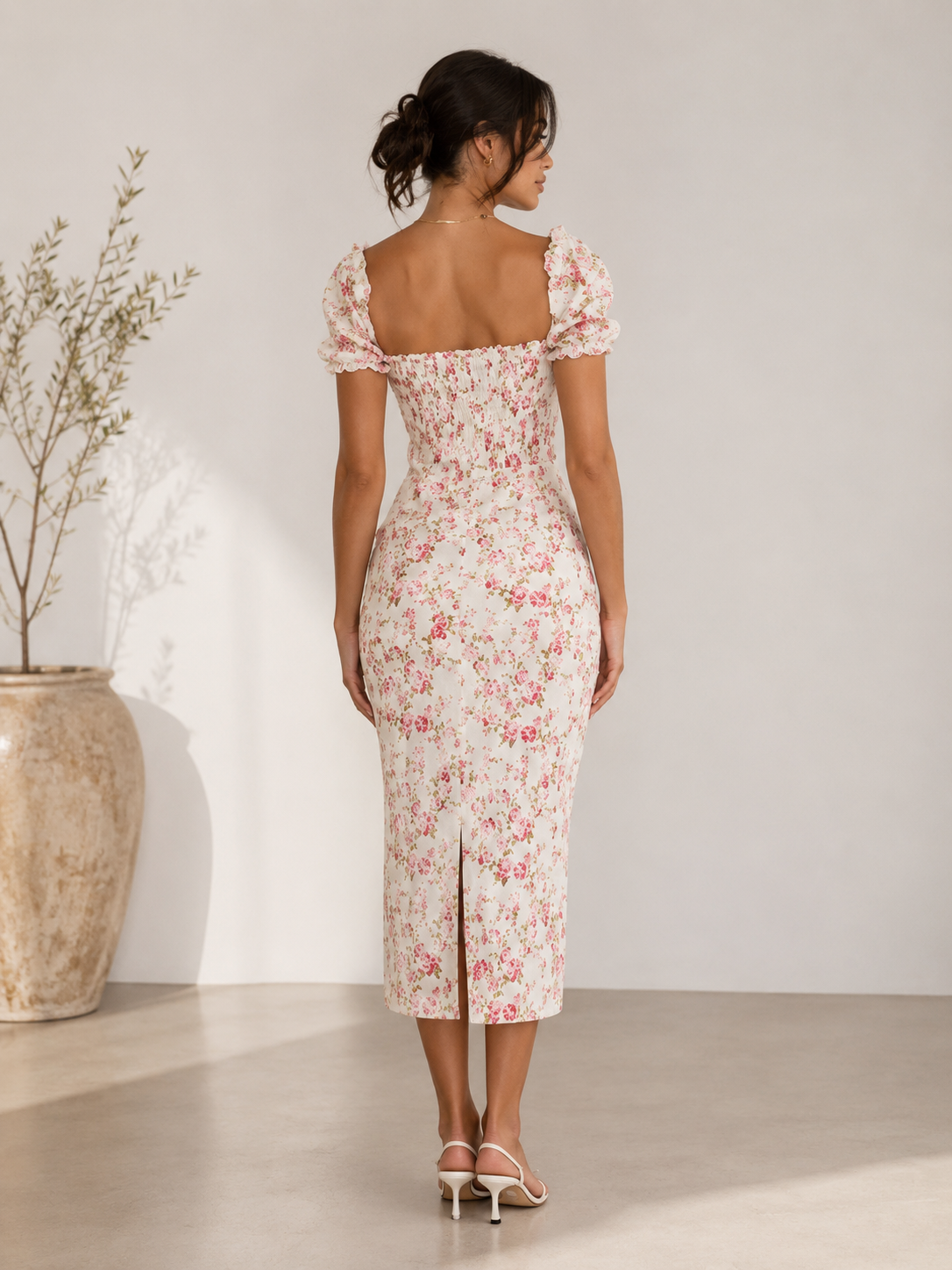 Mellie | Midi Jurk met Romantische Bloemenprint