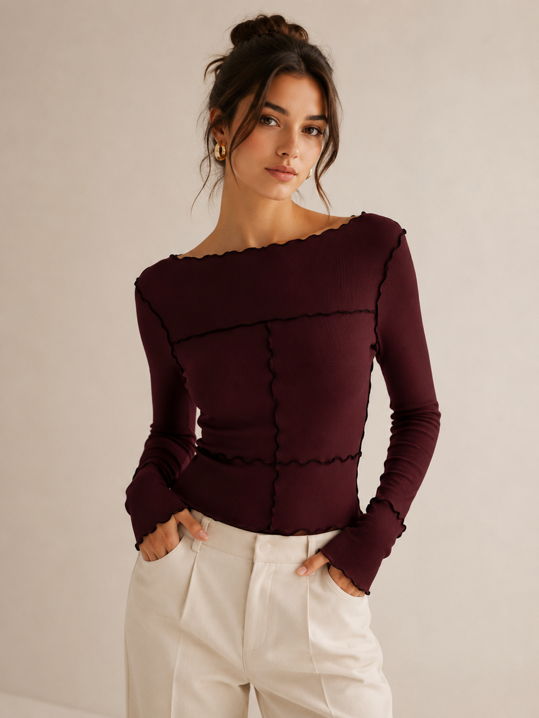 Millie | Longsleeve Shirt met Contrastdetails