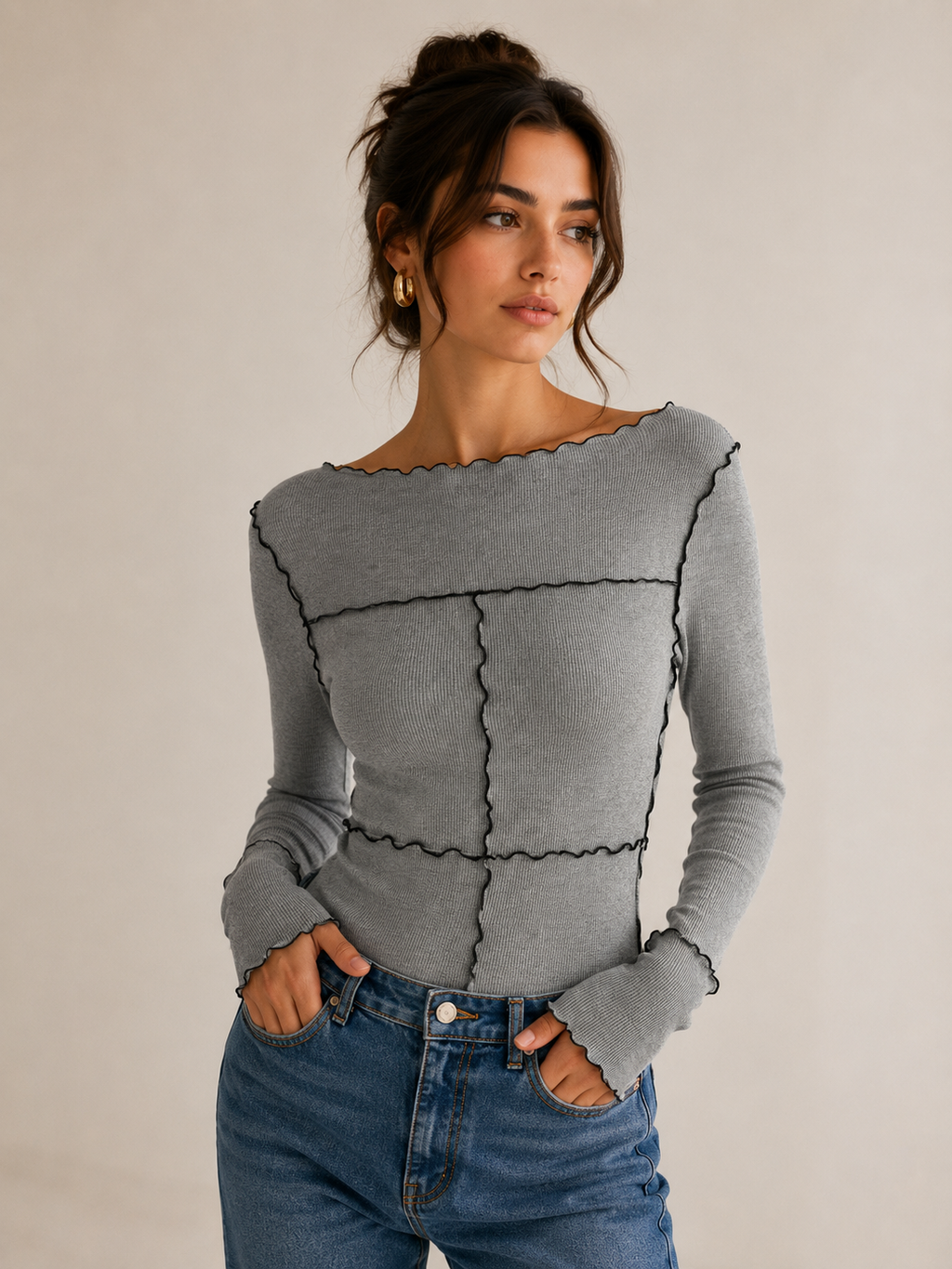 Millie | Longsleeve Shirt met Contrastdetails