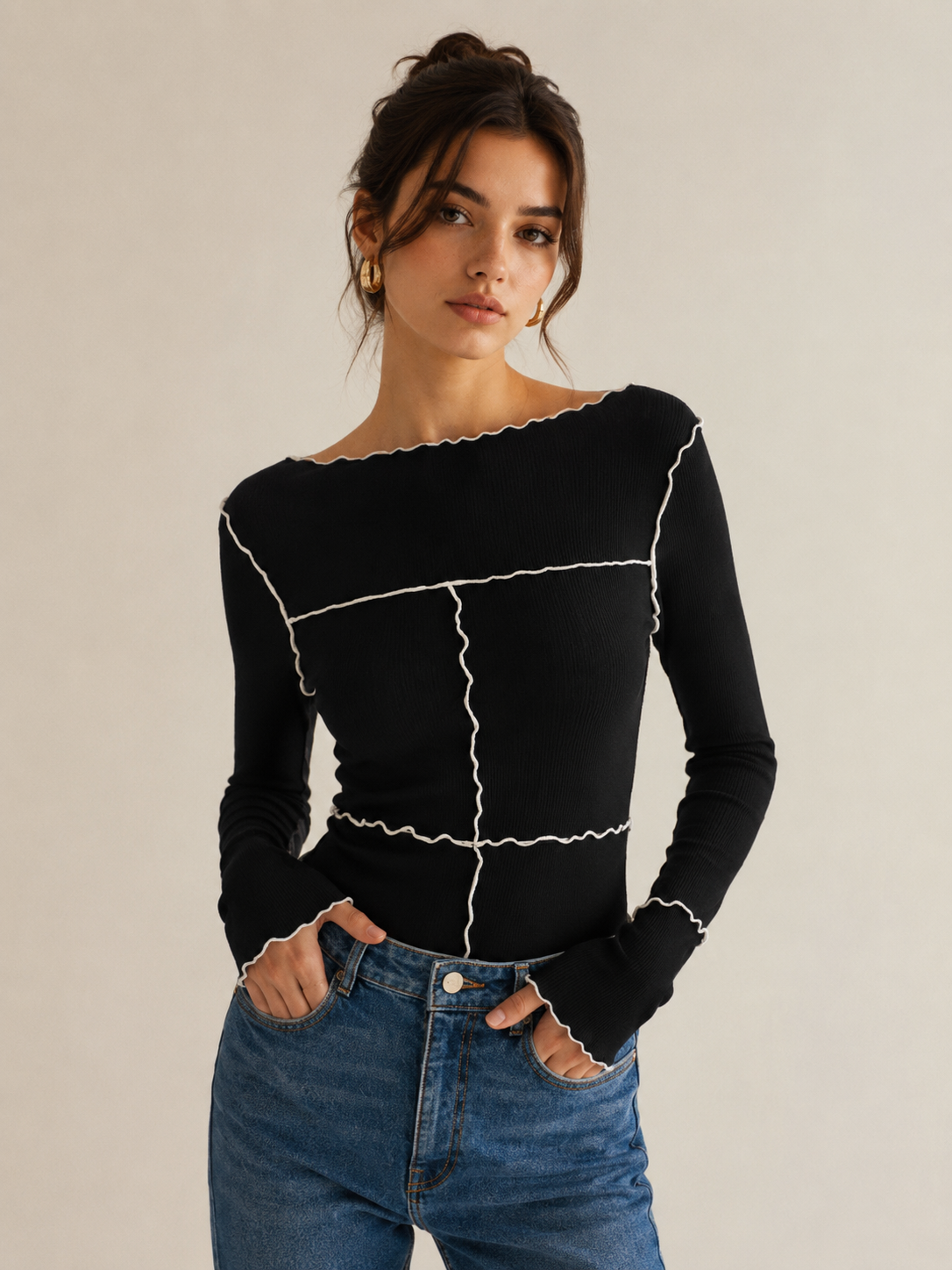 Millie | Longsleeve Shirt met Contrastdetails
