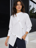 Yasmin | Asymmetrische Blouse met Knopenaccenten