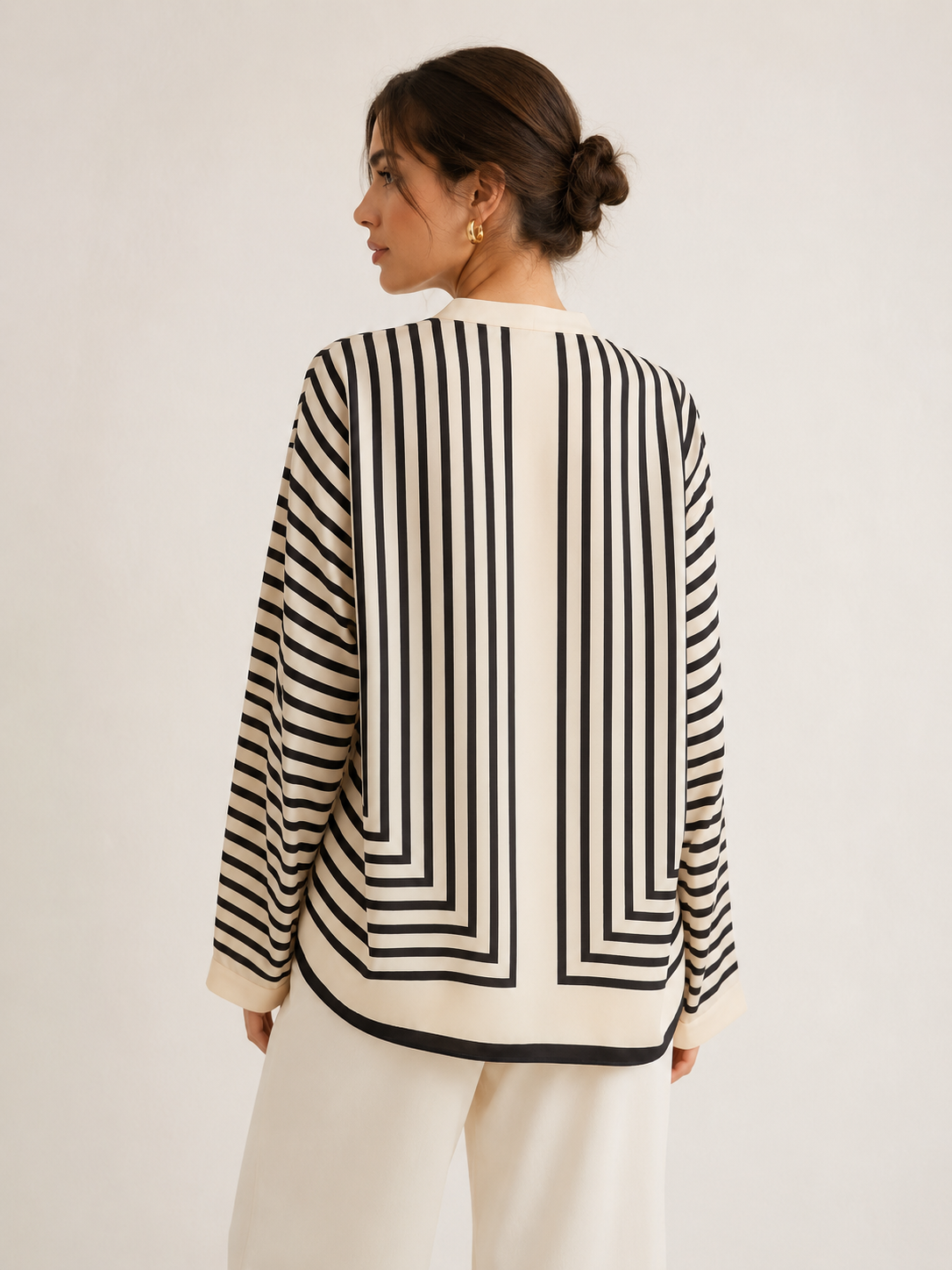 Sophie | Satijnen Blouse met Streeppatroon