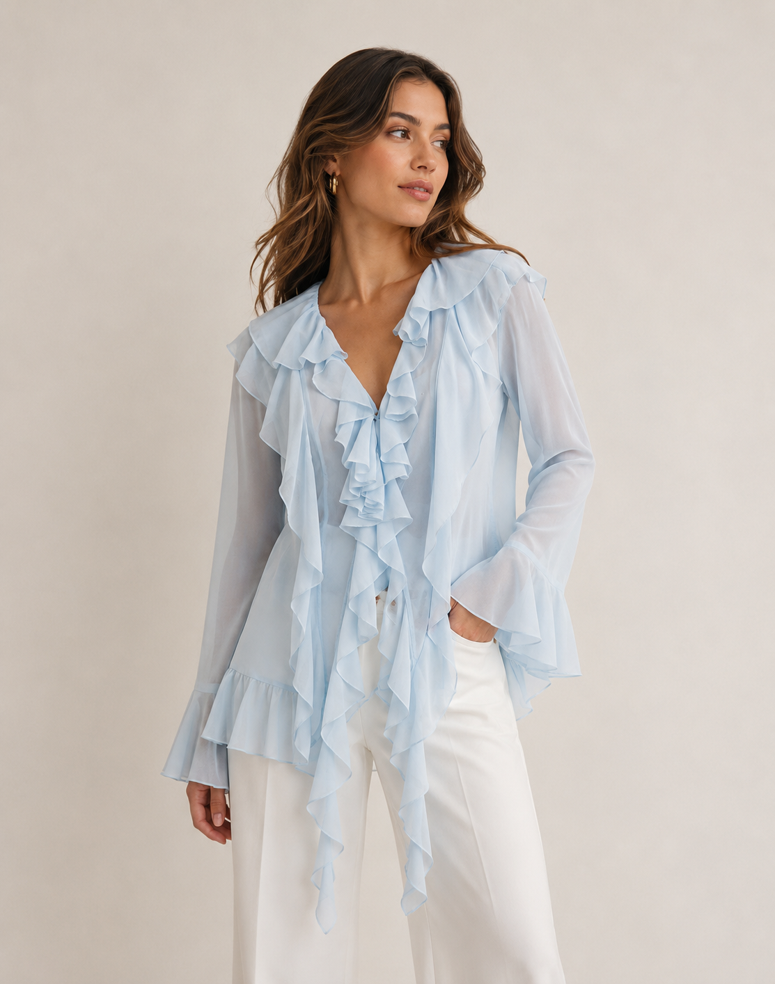 Amélie | Sheer Blouse met Ruches