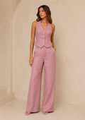 Violet | Tweedelige set met halter gilet en wide leg pantalon