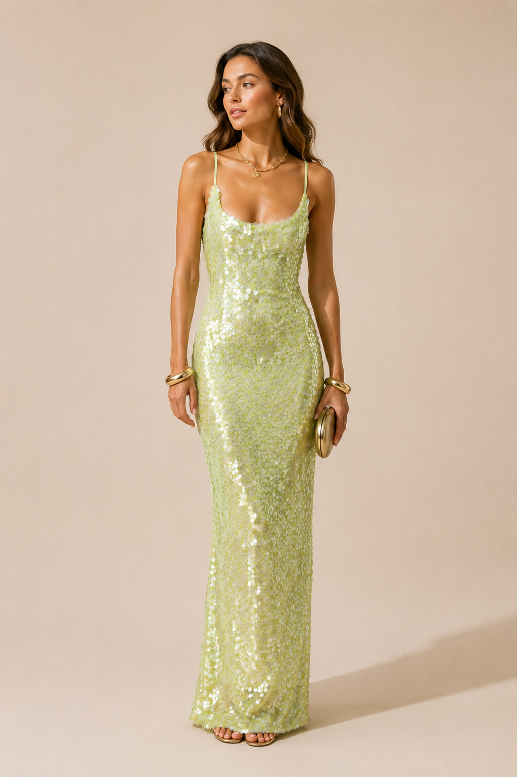 Cami | Pailletten maxi jurk met spaghetti bandjes