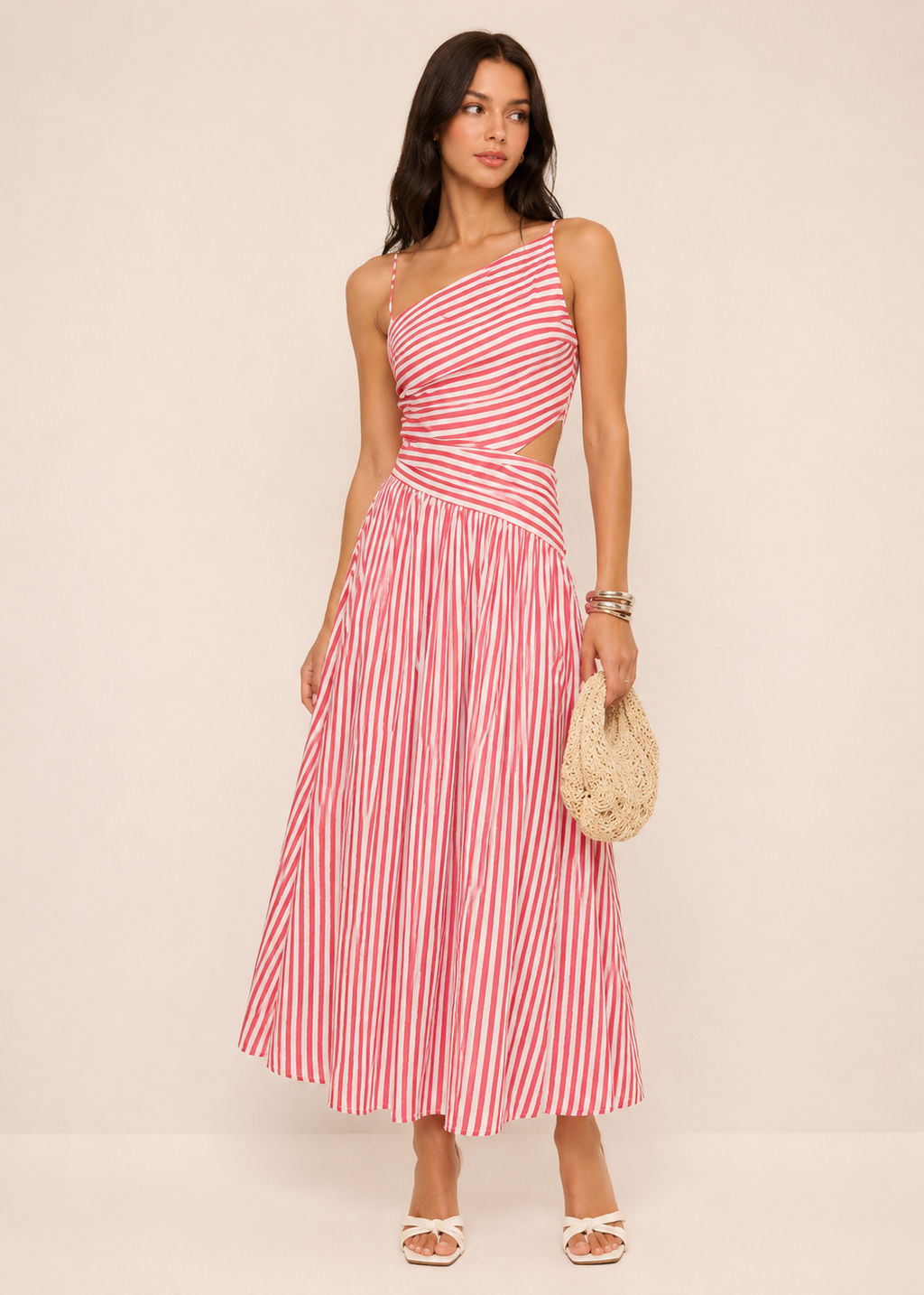Ghiz | Gestreepte maxi jurk met cut out