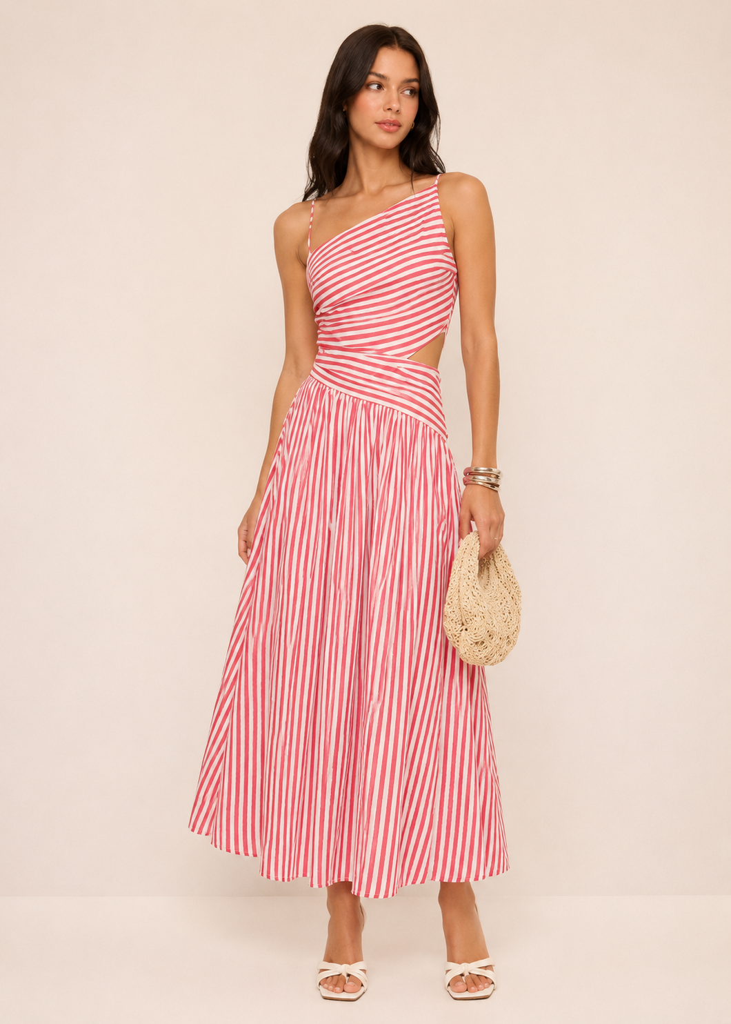 Ghiz | Gestreepte maxi jurk met cut out
